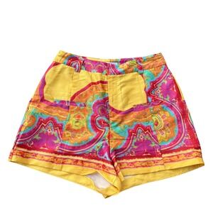 Galita‎ Paisley Print High Waist Shorts Colorful Festival Party Size Medium